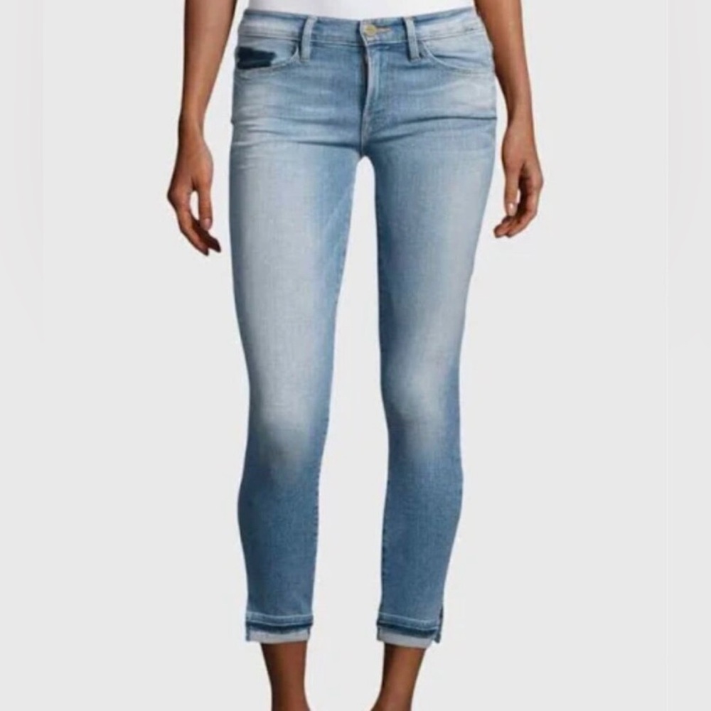 Frame Benton Light Blue Denim Women’s Jeans Le Skinny Le Jeanne Crop Sz 27